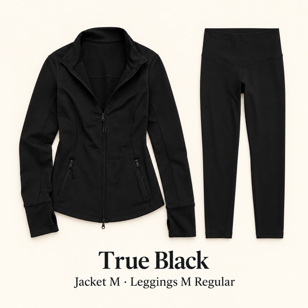 Aerie True Black Hugger Jacket & XTRA Leggings Bundle M